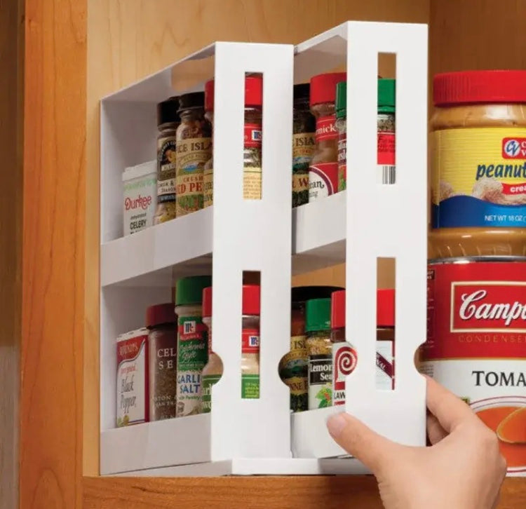 2 Tier Rotating Spice Storage Rack, Multifunctional Spice Rack Organizer, Shelf Slide Kitchen Cabinet Spice Rack 2 Tier Rotating Spice Storage Rack, Multifunctional Spice Rack Organizer, Shelf Slide Kitchen Cabinet Spice Rack